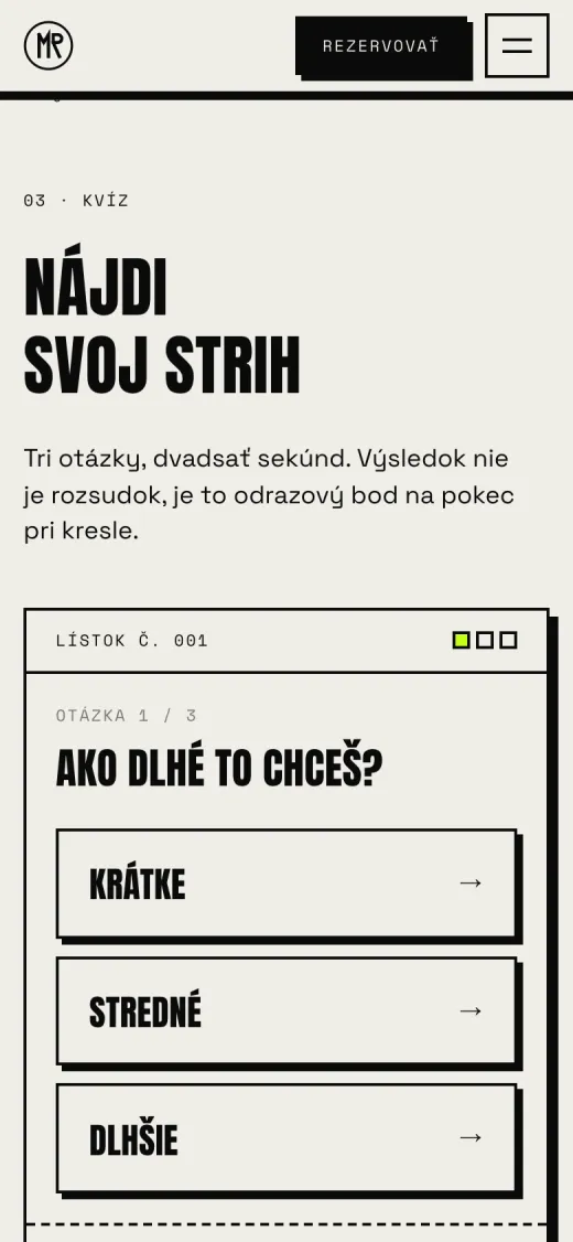 Kvíz na výber strihu na mobile
