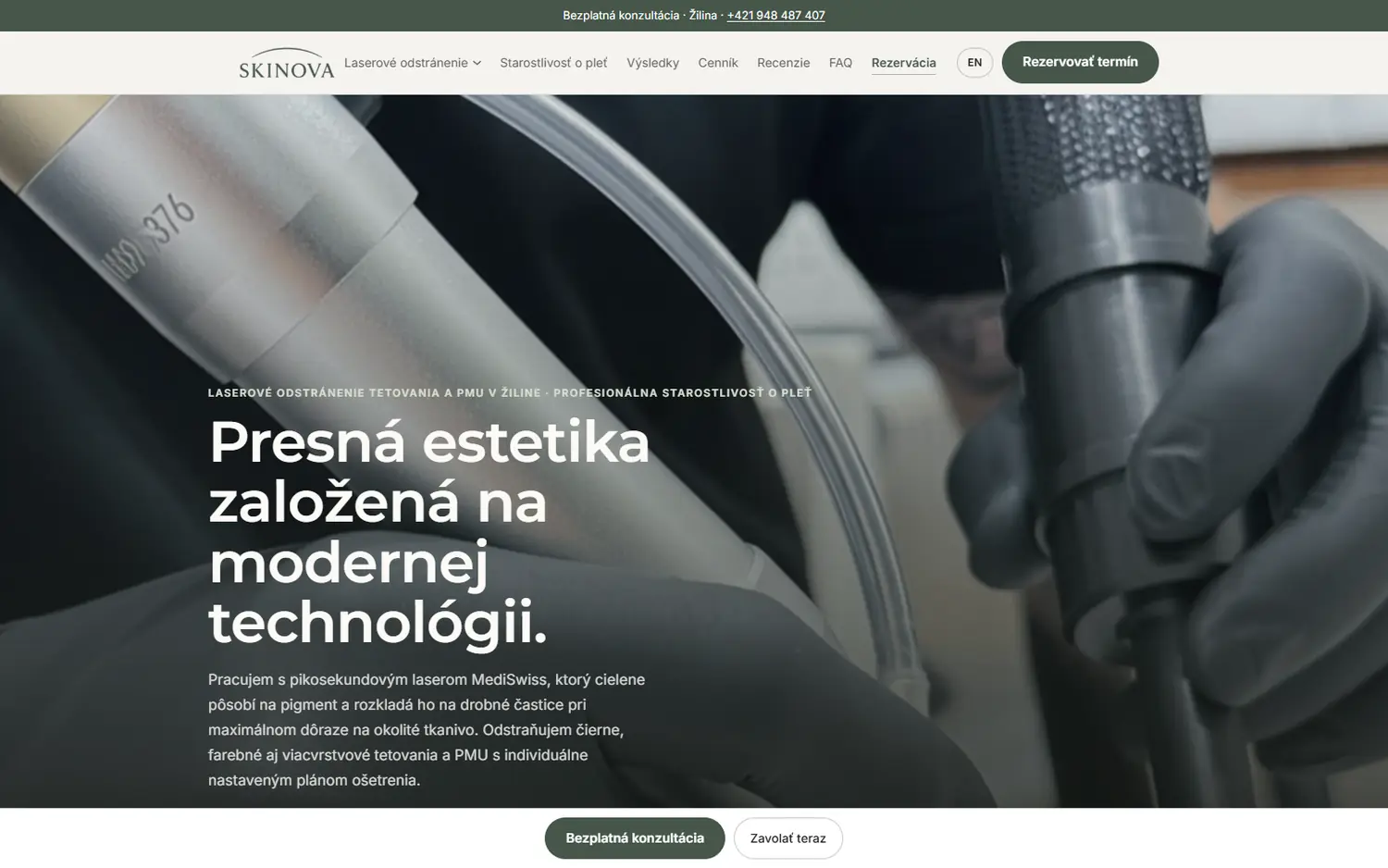 Screenshot: skinova-zilina.higgsfield.app